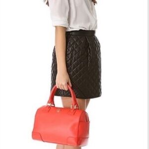 Tory Burch Orange Leather Robinson Middy Satchel